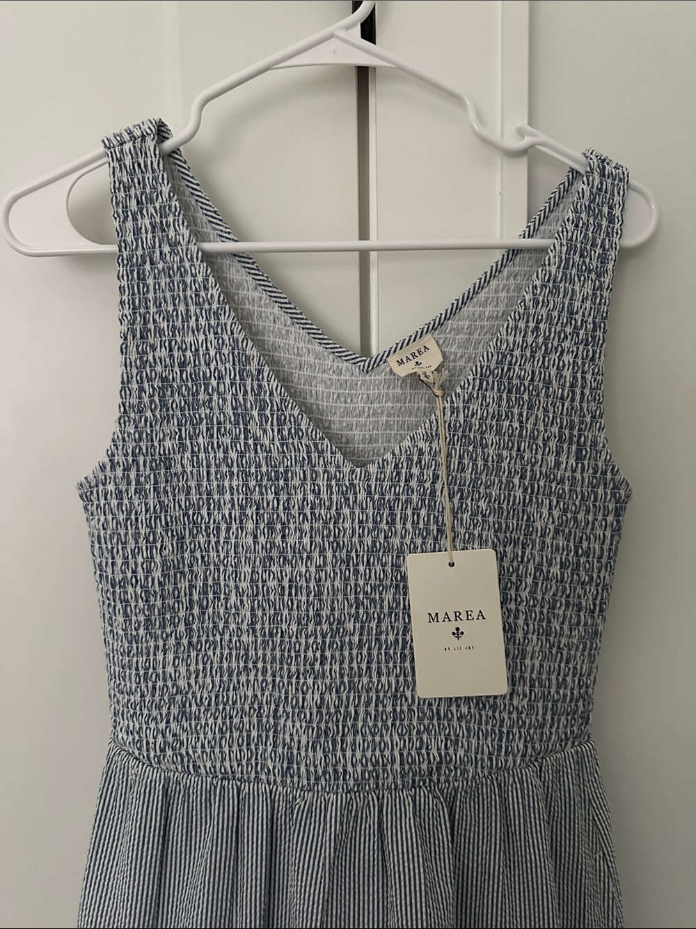 Cora Dress Blue Seersucker by Marea - Picture 2 of 5
